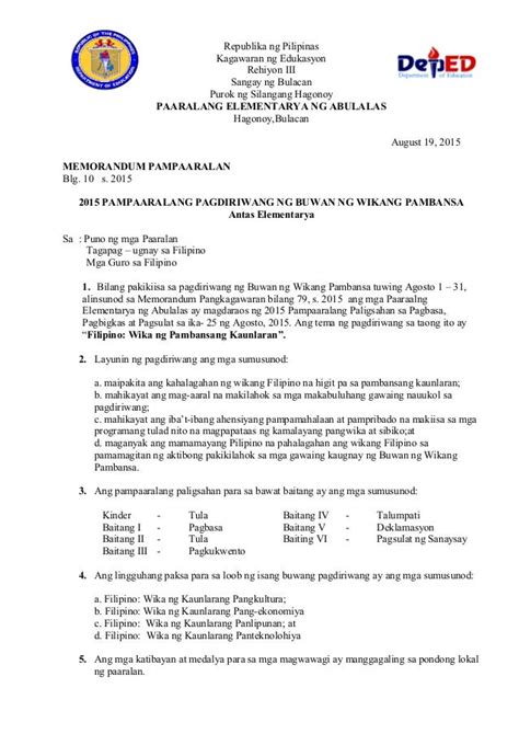 Kahulugan at Halimbawa ng Memorandum (Memo).